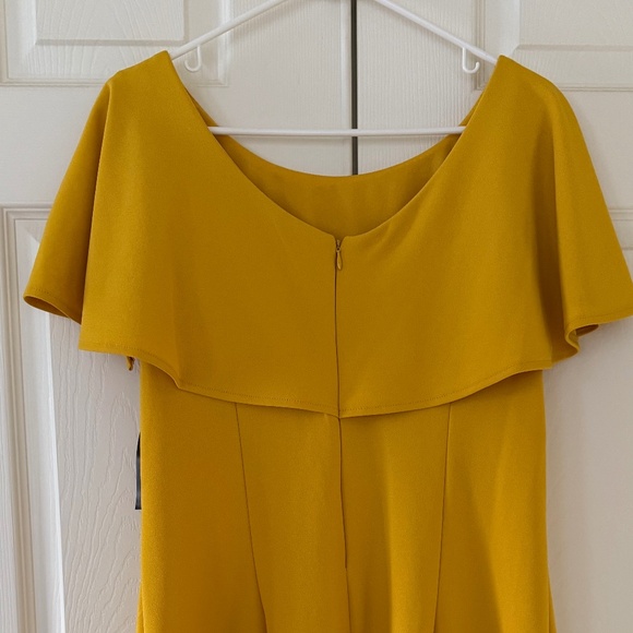 Glamour Mustard Midi Dress with Flutter Sleeves - Picture 9 of 10